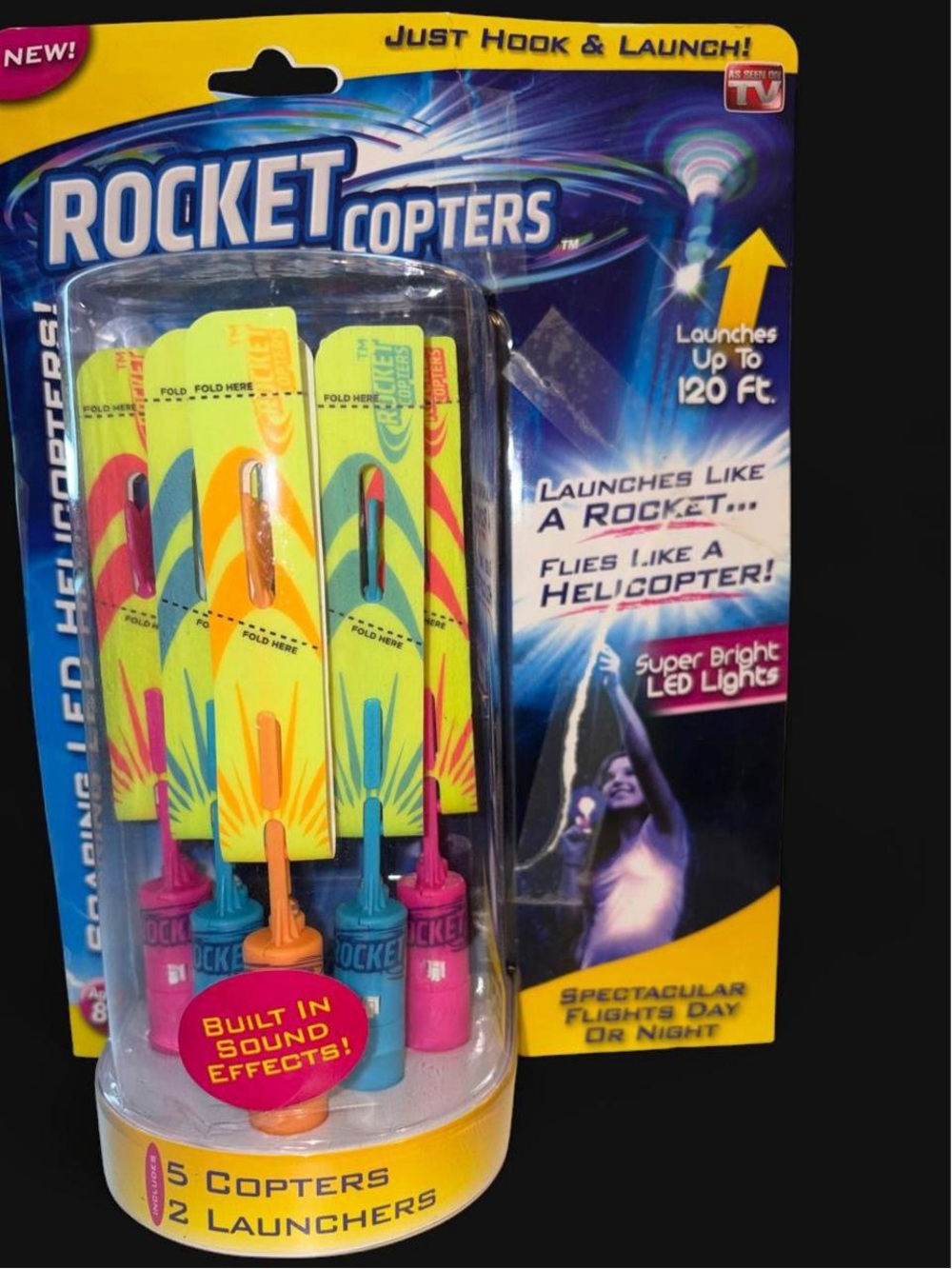 As Seen On TV Rocket Copters LED Helicopter Set - Yellow, Pink, Blue, Orange